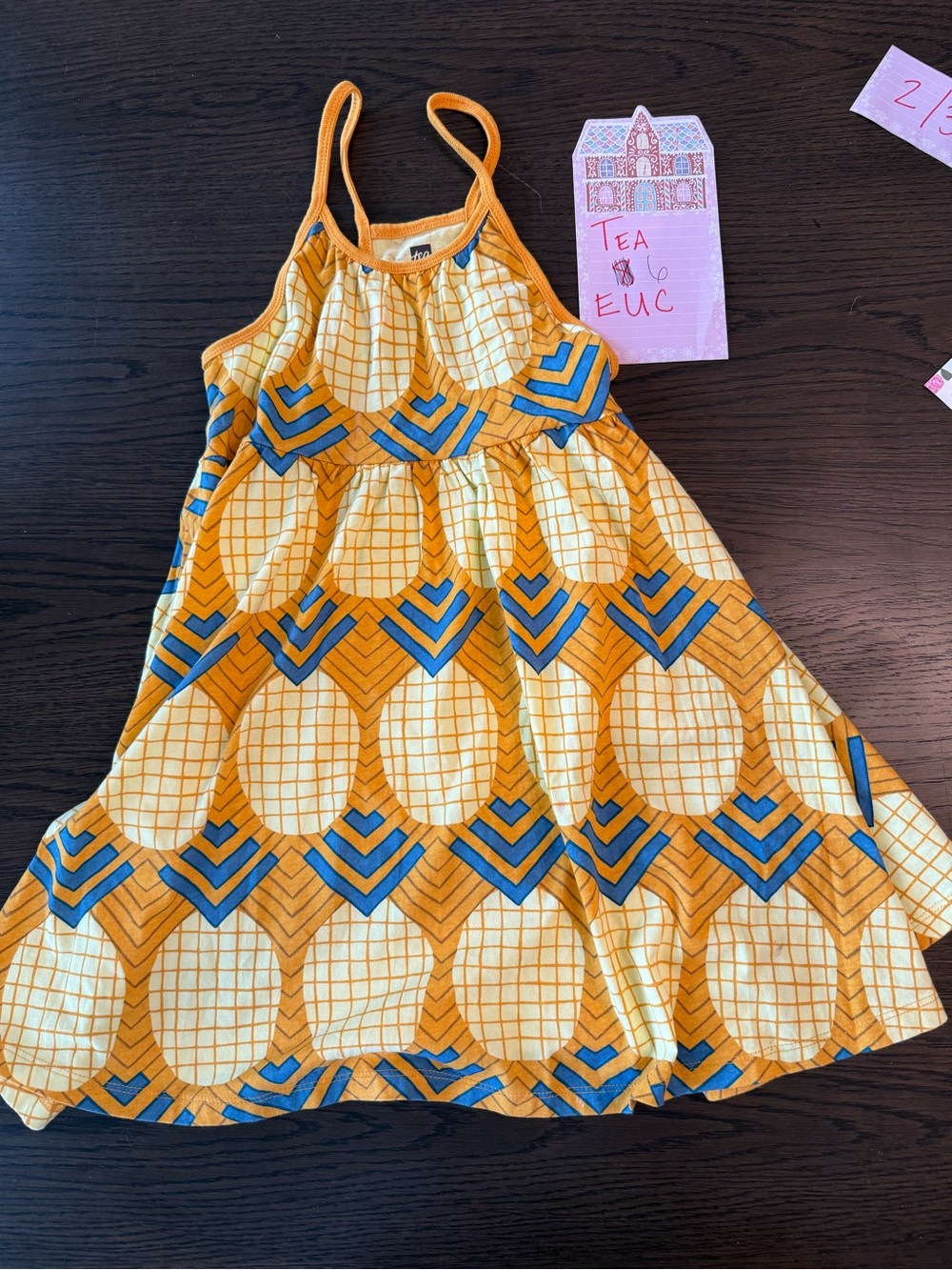 Yellow & Blue Patterned Sundress - Brand tea size 6